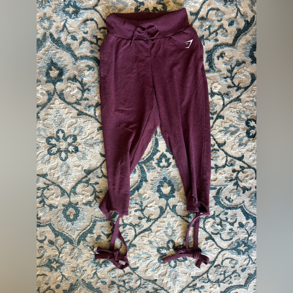 Maroon Gymshark sweatpants with ankle ties size XS